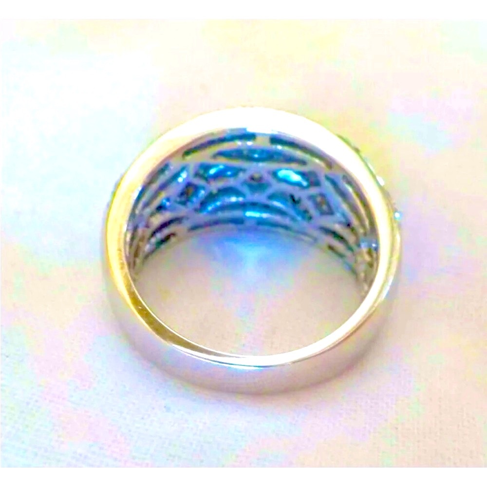LeVian Style Diamond 14K White Gold Ring, Solid Gold Band-8.1gm, 1 of a Kind - Picture 4 of 6